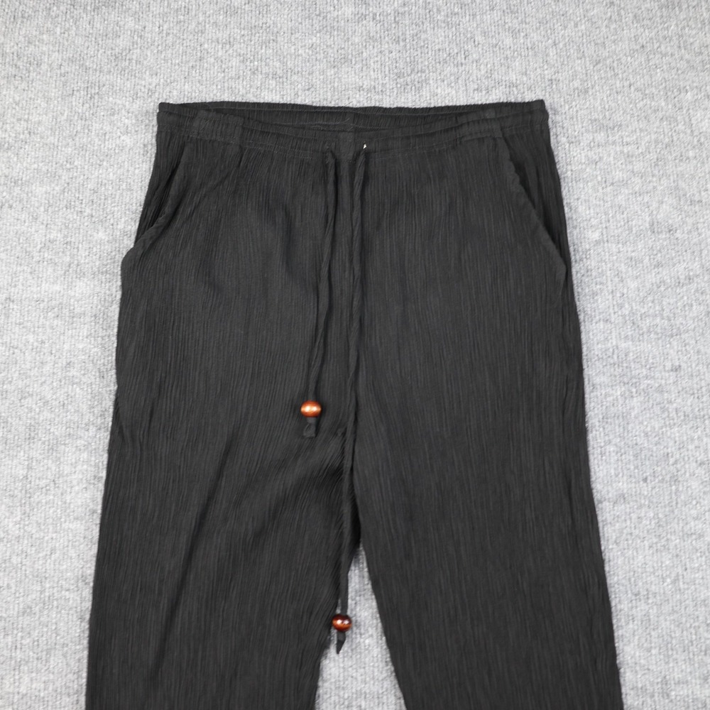 Laura Gayle Pants Womens Petite Small Black Crinkle Pleated Drawstring Waist - Picture 2 of 9